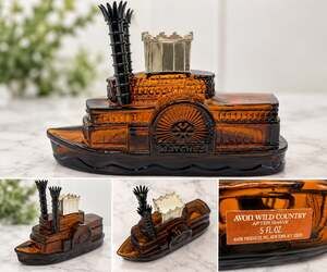 Vintage Avon Riverboat Steamboat Wild Country After Shave Bottle Collectible